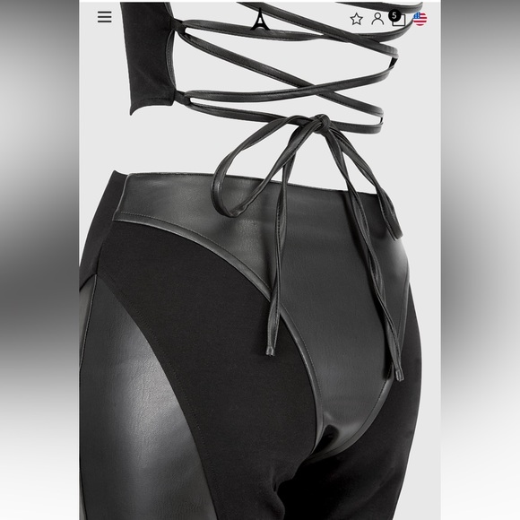 Vegan Leather Corset Lace Up Jumpsuit - Picture 9 of 9